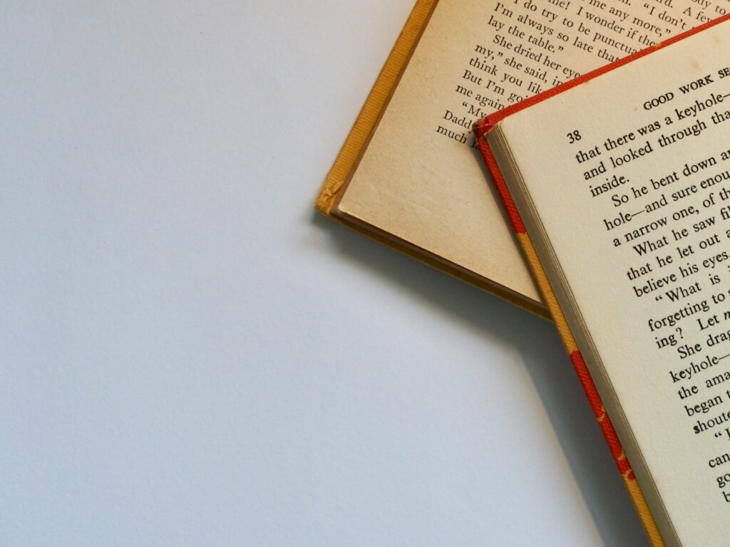 close shot of book page - word count in books paper